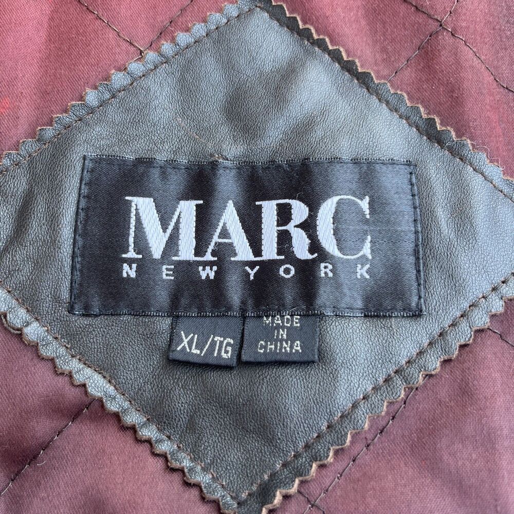 MARC New York Andrew Marc Vintage 1980's Bomber Leather Jacket Brown Size XL - Picture 10 of 10